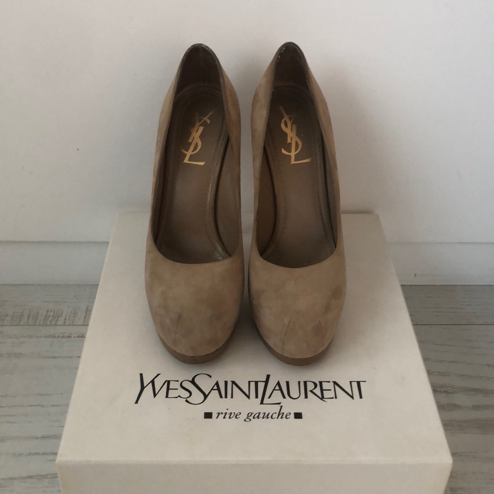 YSL Tribtoo 105 Pump Suede Nude - Picture 1 of 6
